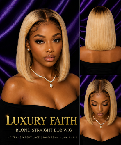 Luxury Faith Blond Straight Bob Wig